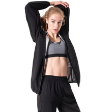 Load image into Gallery viewer, NORMANDIS WOMEN FULL ZIP HOODIE SAUNA JACKET BLACK